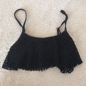 Roxy Flounce Black Crochet Lace bikini top